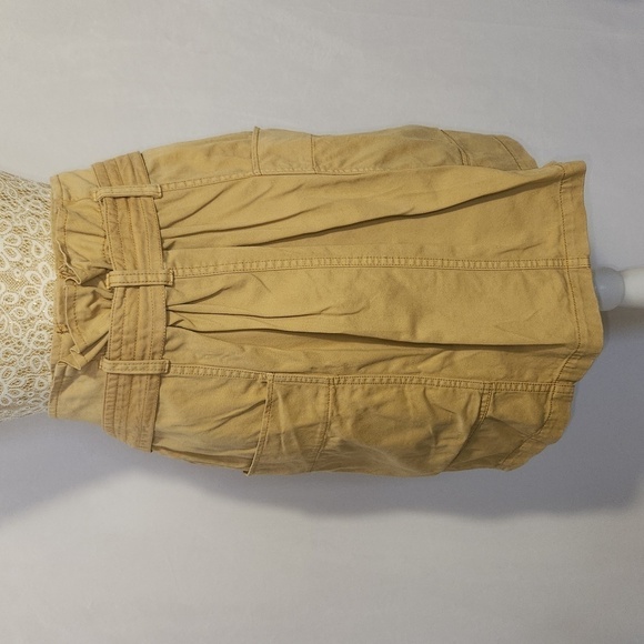 Wild Fable Khaki High Paper Bag Waist Pleated Back Zip Front Cargo Utility Skirt - Picture 6 of 11